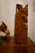 Vintage Fine Sandalwood Carved Queen Statue
