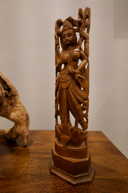 Vintage Sandalwood Laxmi Statue