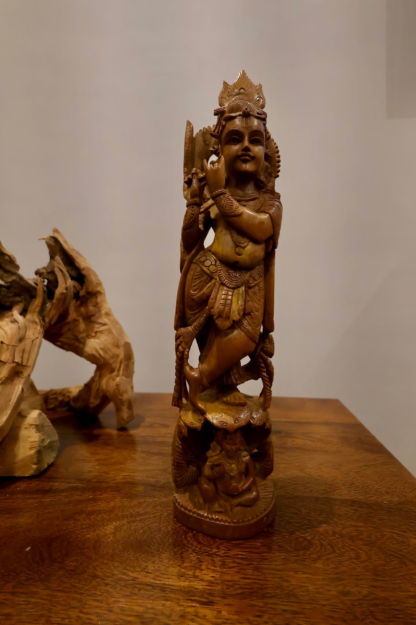 Vintage Sandalwood Dancing Baby Krishna