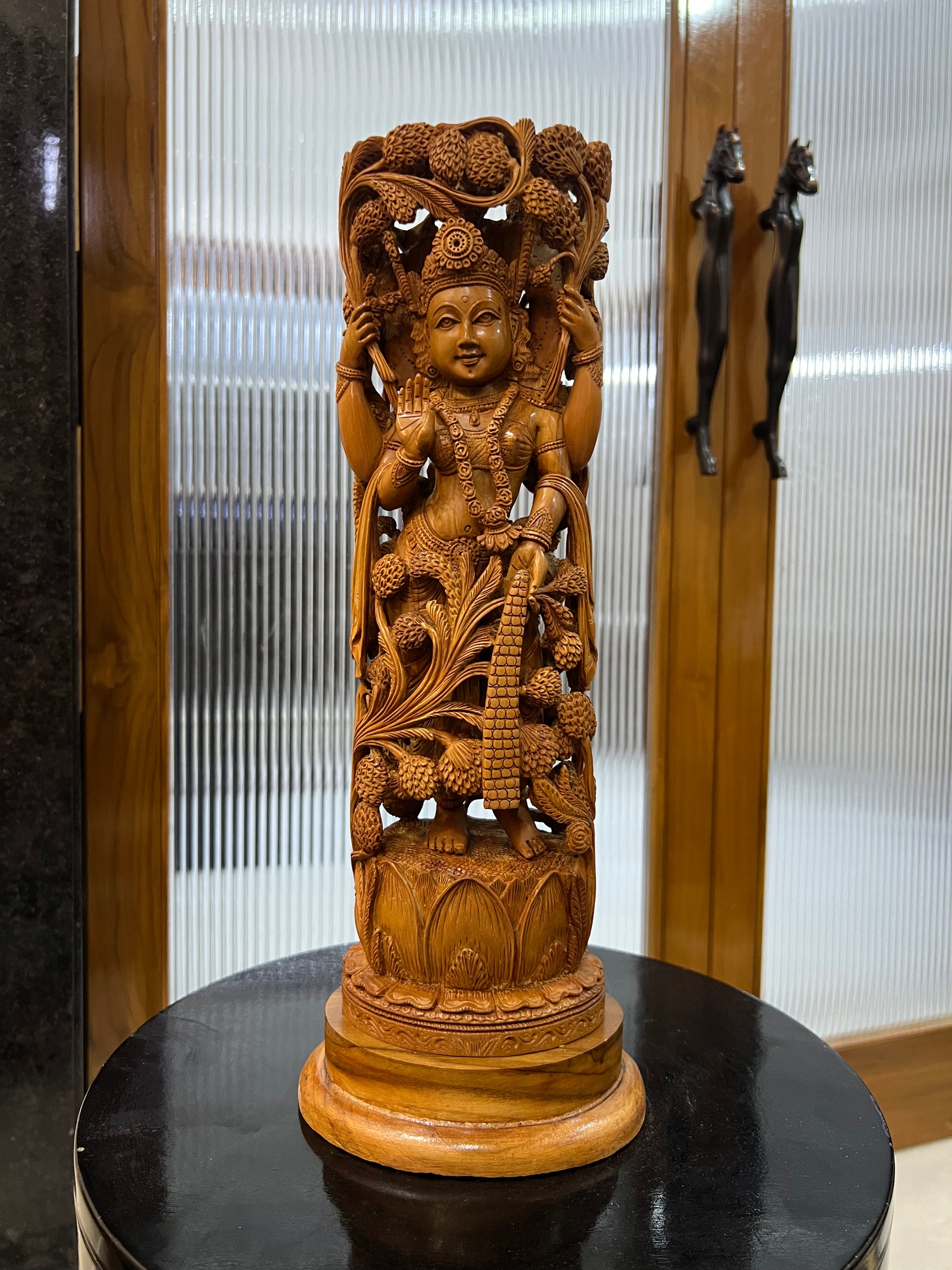 Sandalwood Standing Lakshmi Statue (15" inches)
