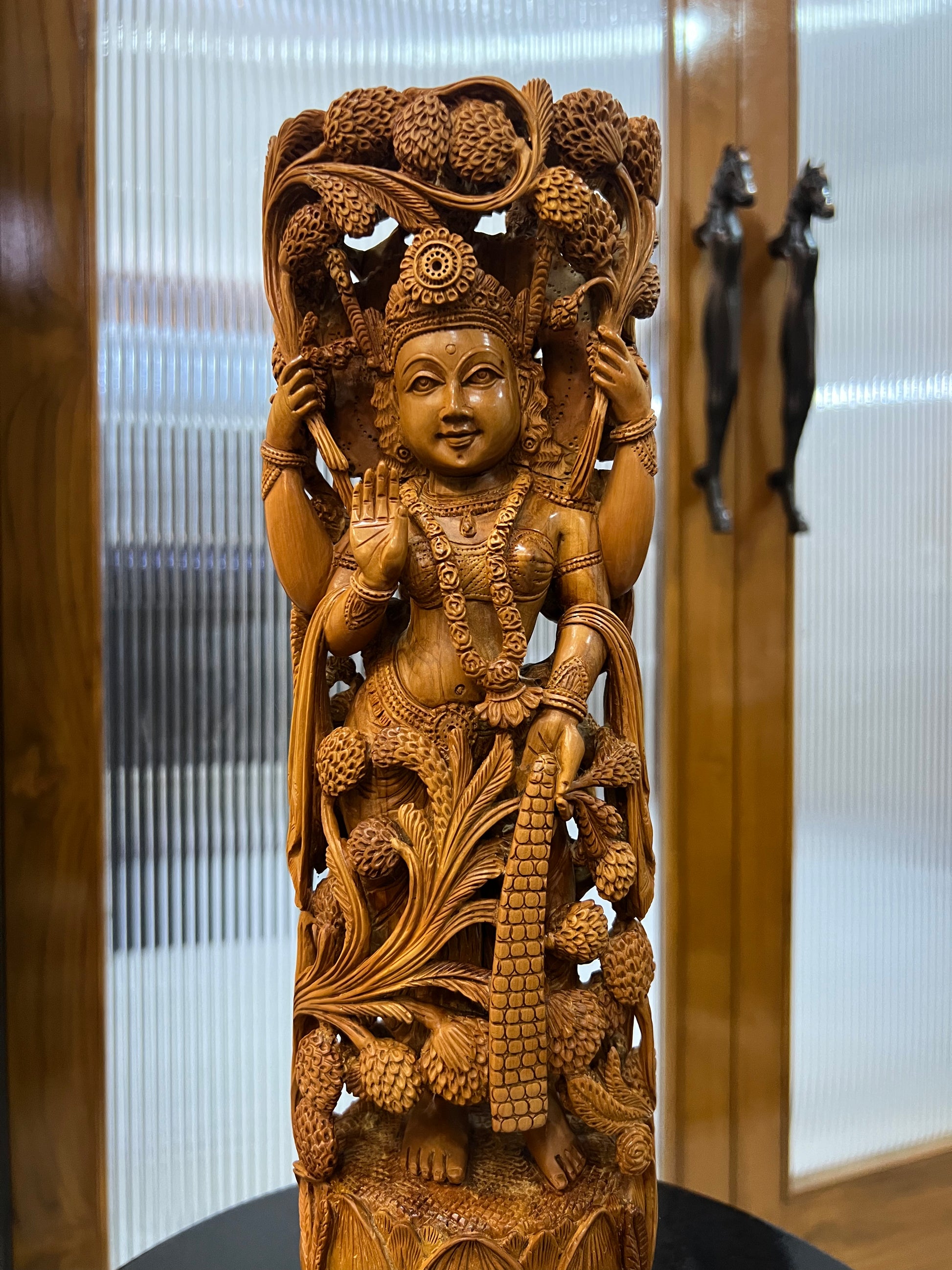 Sandalwood Standing Lakshmi Statue (15" inches)