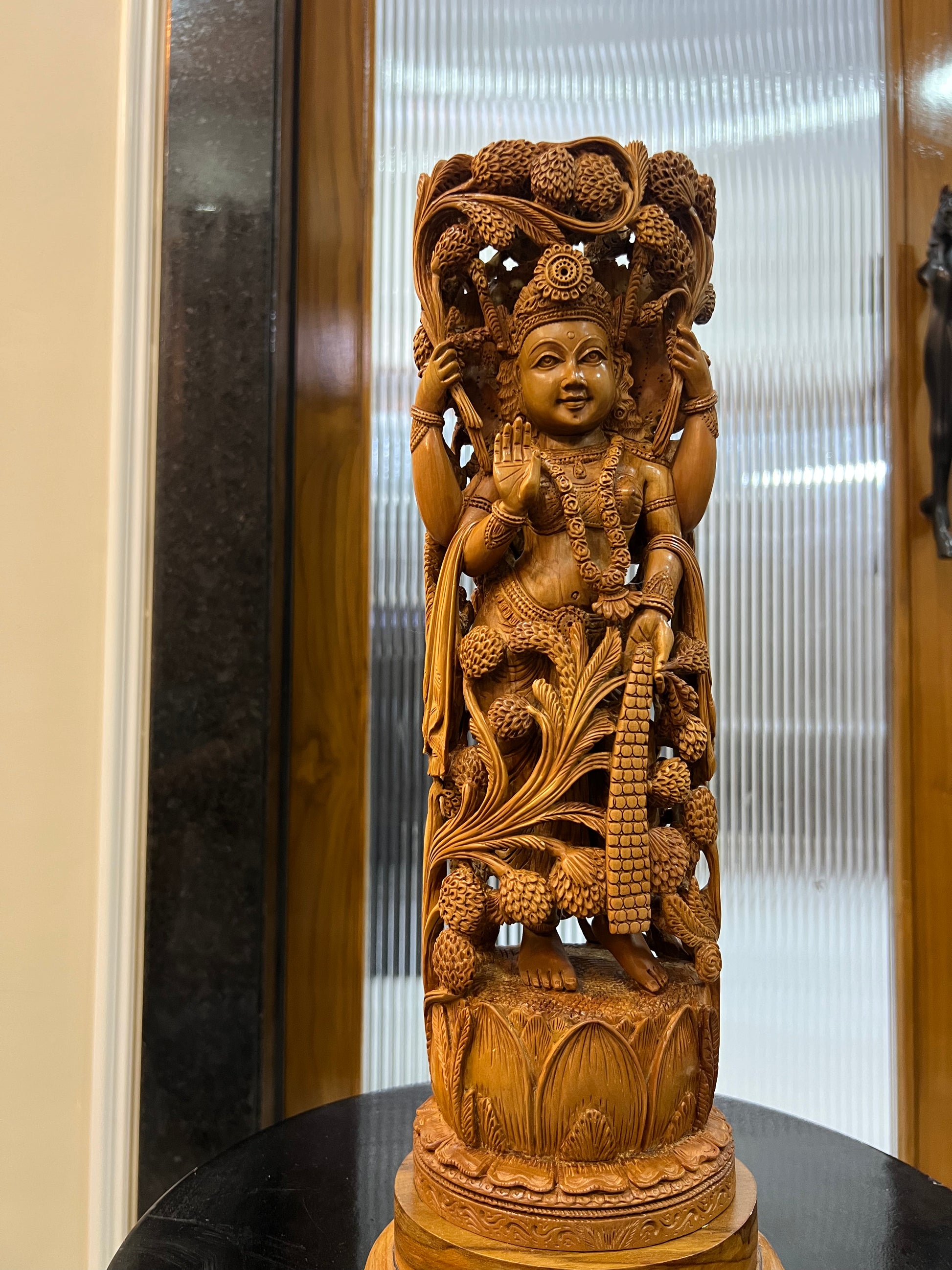Sandalwood Standing Lakshmi Statue (15" inches)