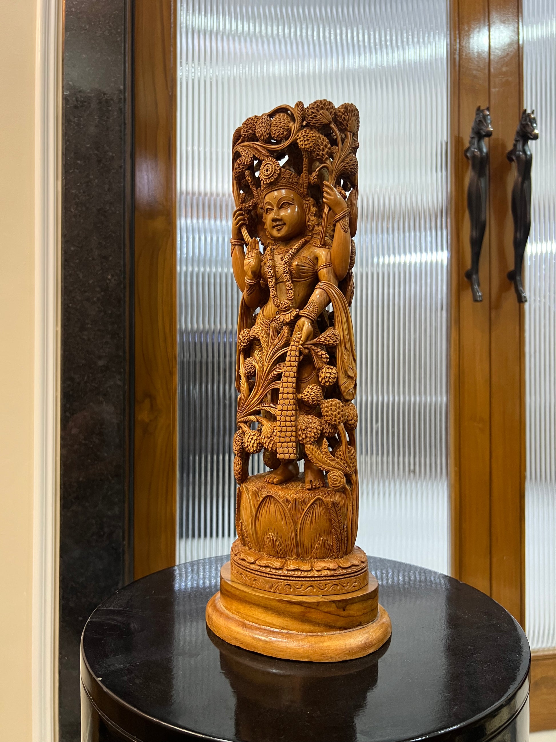 Sandalwood Standing Lakshmi Statue (15" inches)