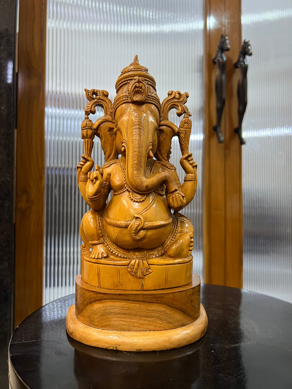 Sandalwood Old Hand Carved Ganesha Sitting (10 inches)