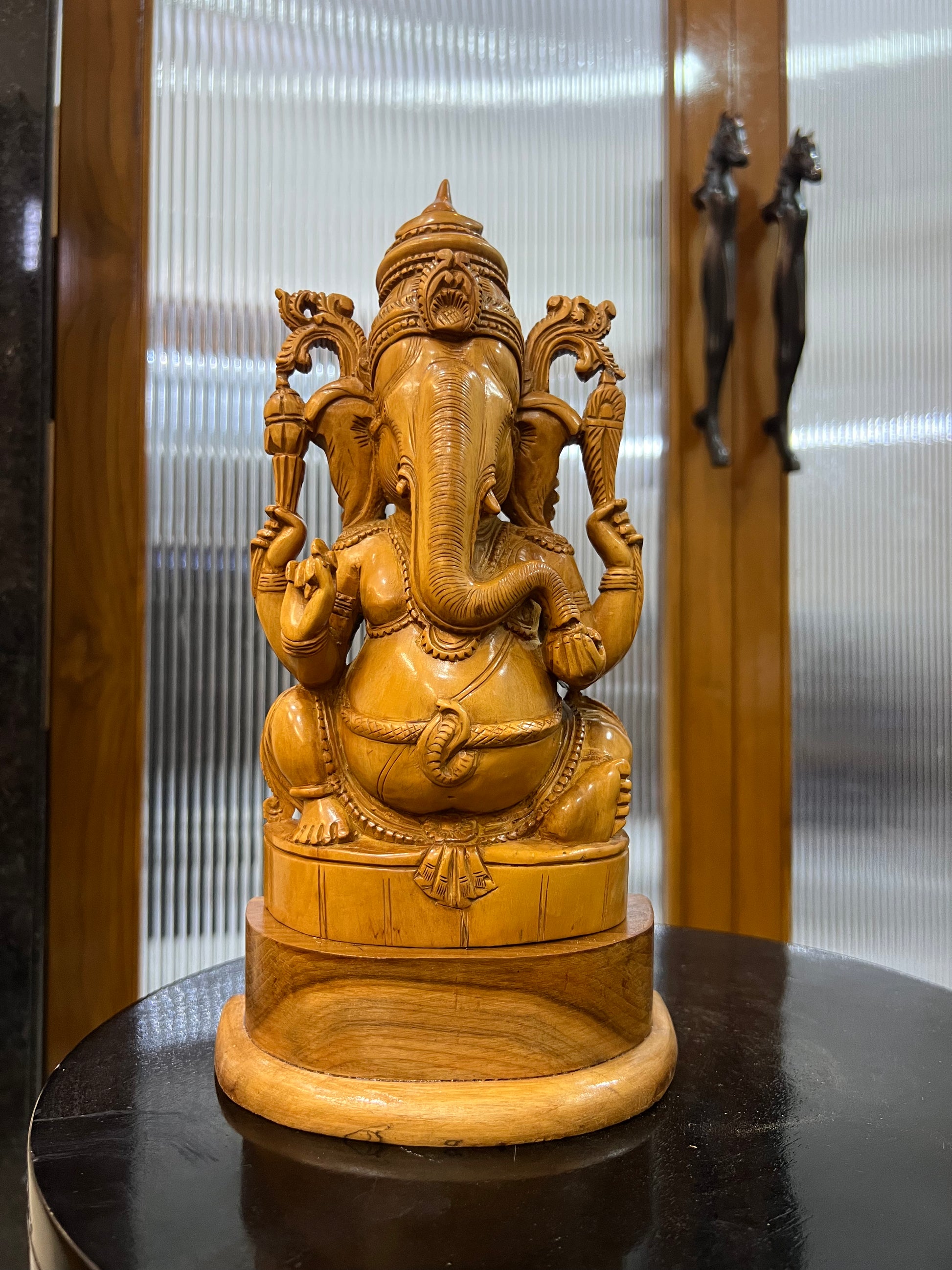 Sandalwood Old Hand Carved Ganesha Sitting (10 inches)