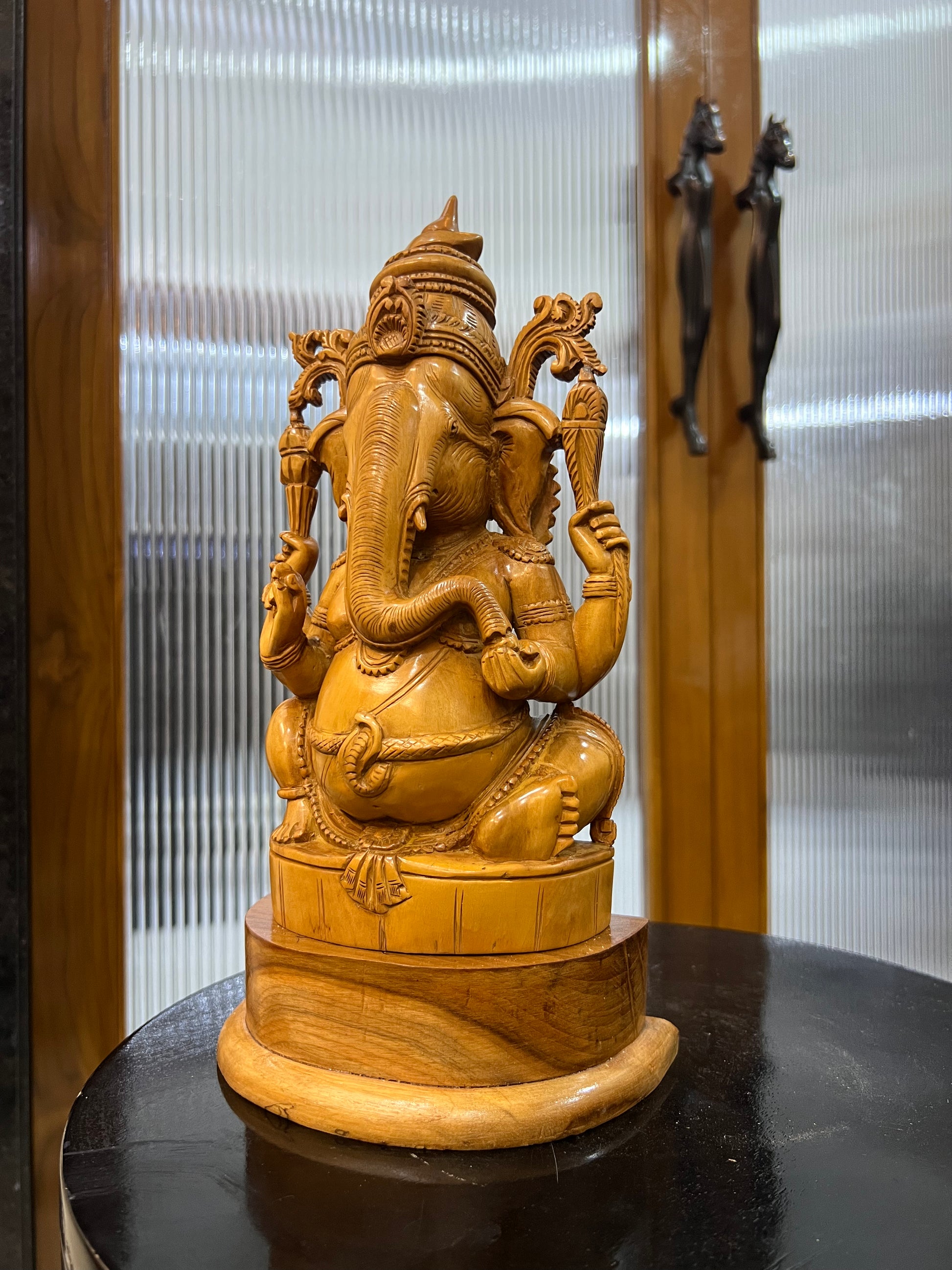 Sandalwood Old Hand Carved Ganesha Sitting (10 inches)