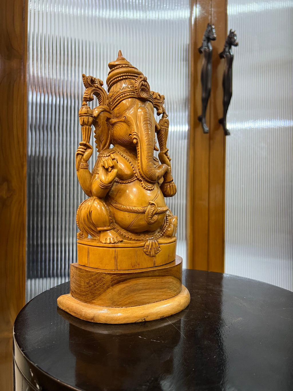 Sandalwood Old Hand Carved Ganesha Sitting (10 inches)