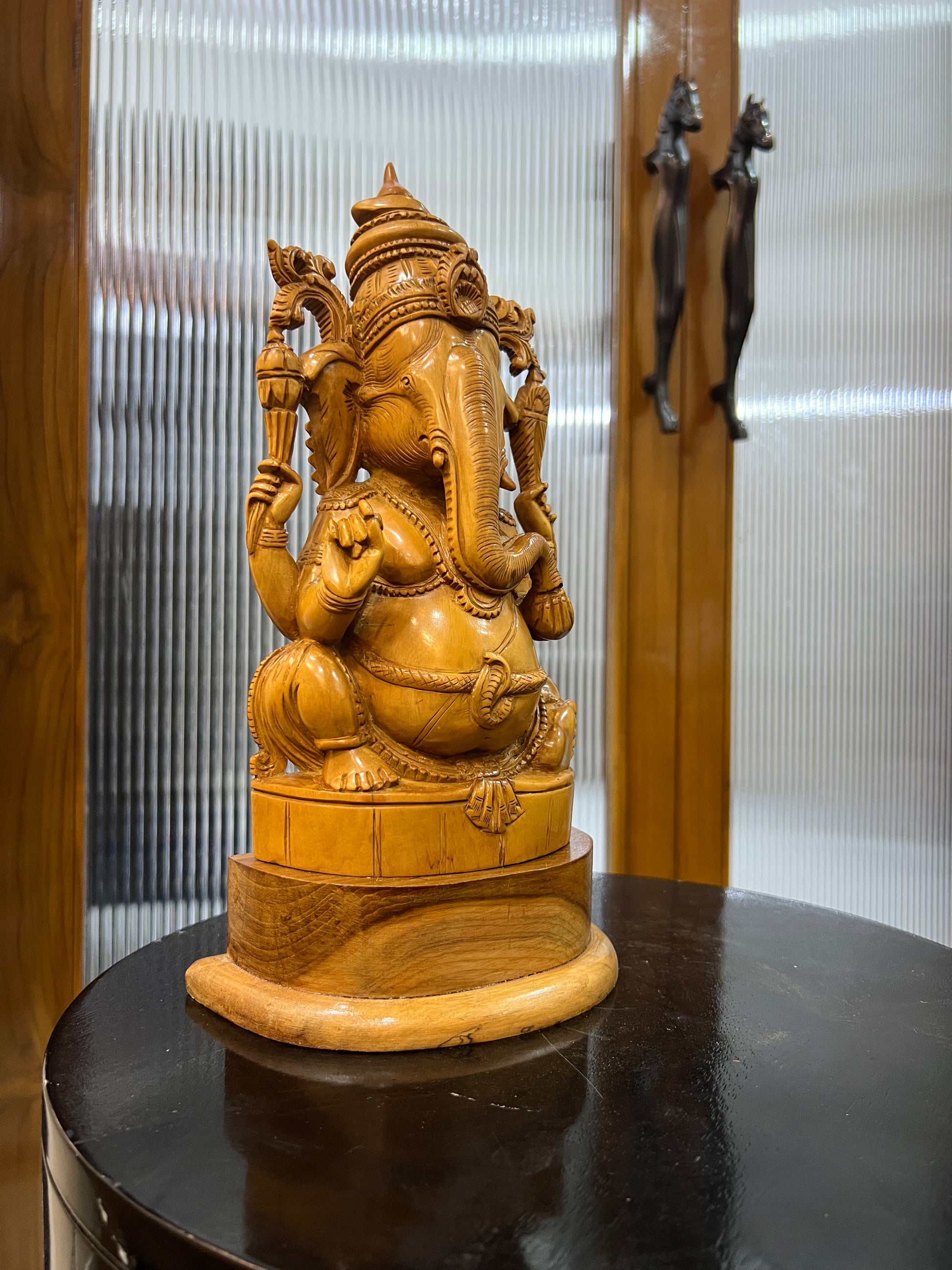 Sandalwood Old Hand Carved Ganesha Sitting (10 inches)