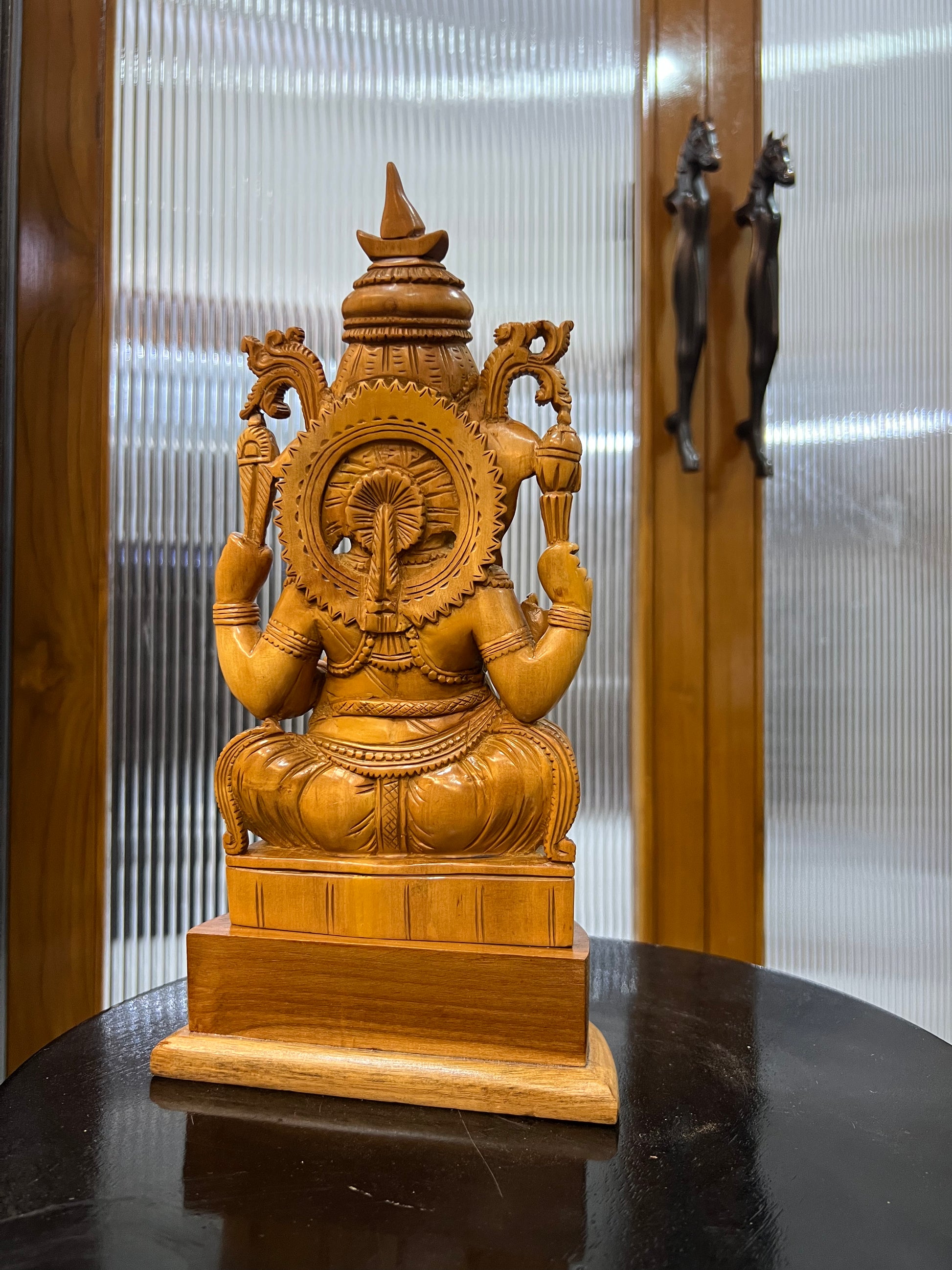 Sandalwood Old Hand Carved Ganesha Sitting (10 inches)