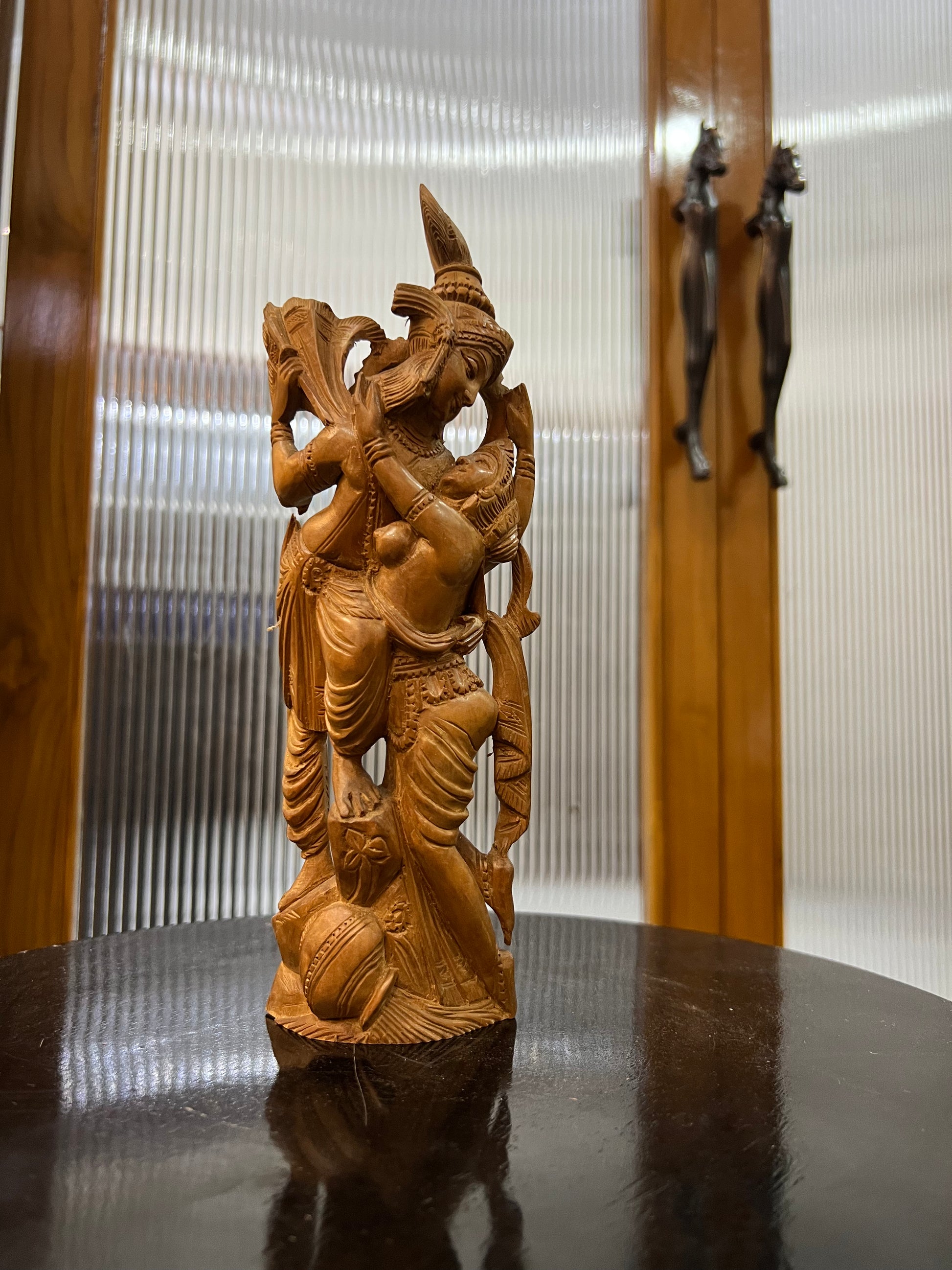 Sandalwood Radha Krishna Love Statue (10 Inches)