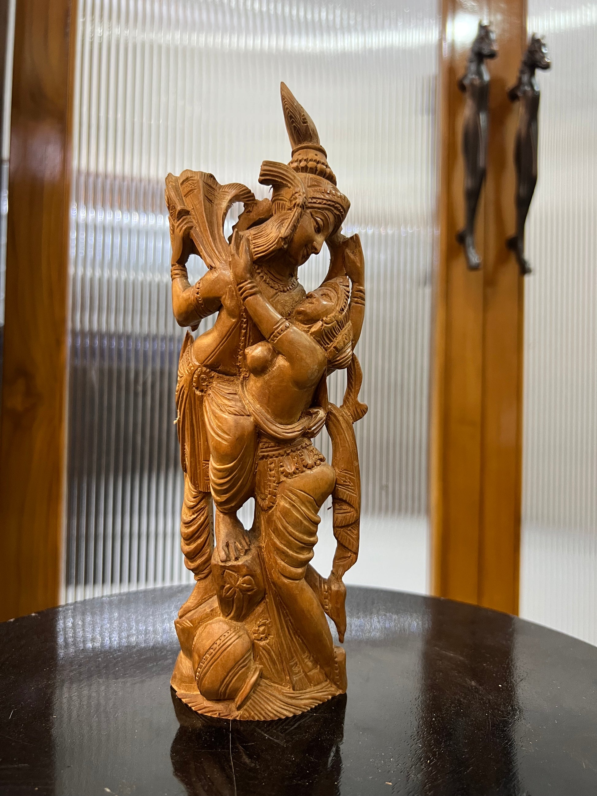Sandalwood Radha Krishna Love Statue (10 Inches)