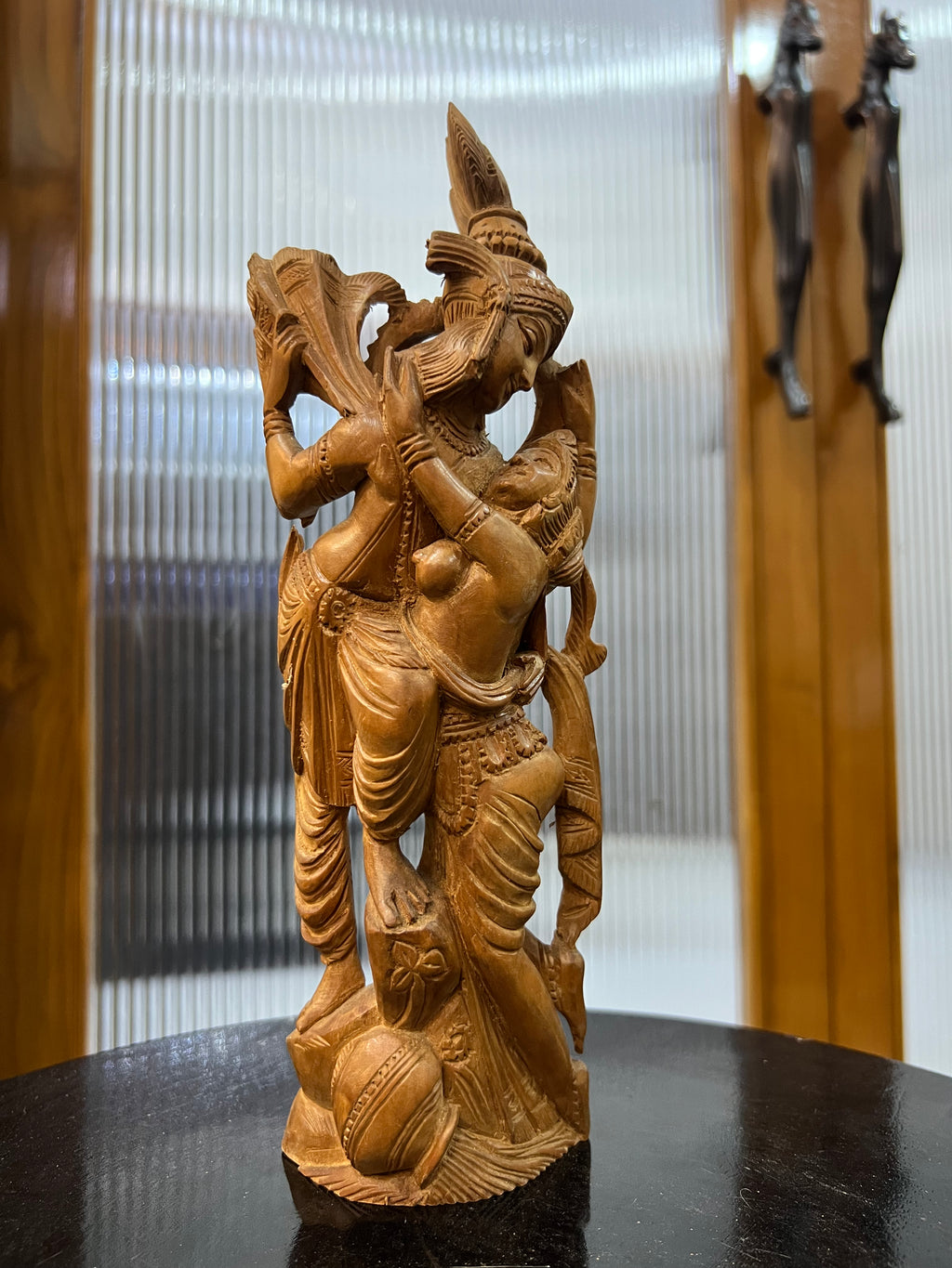 Sandalwood Radha Krishna Love Statue (10 Inches)