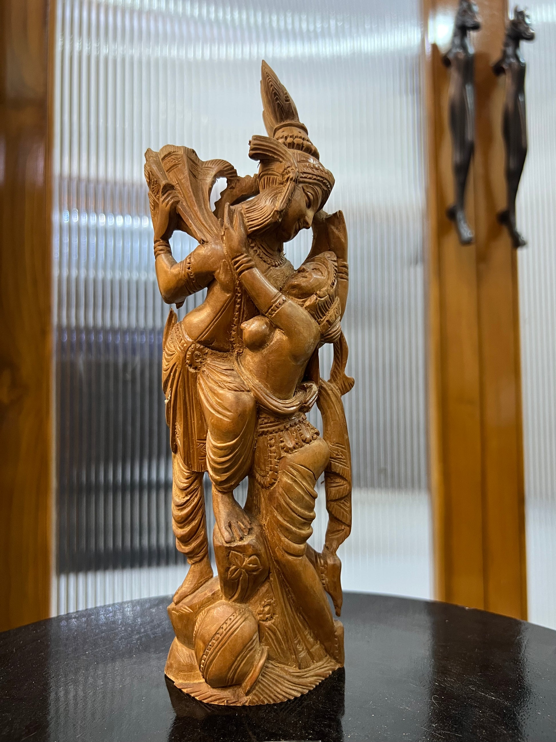 Sandalwood Radha Krishna Love Statue (10 Inches)