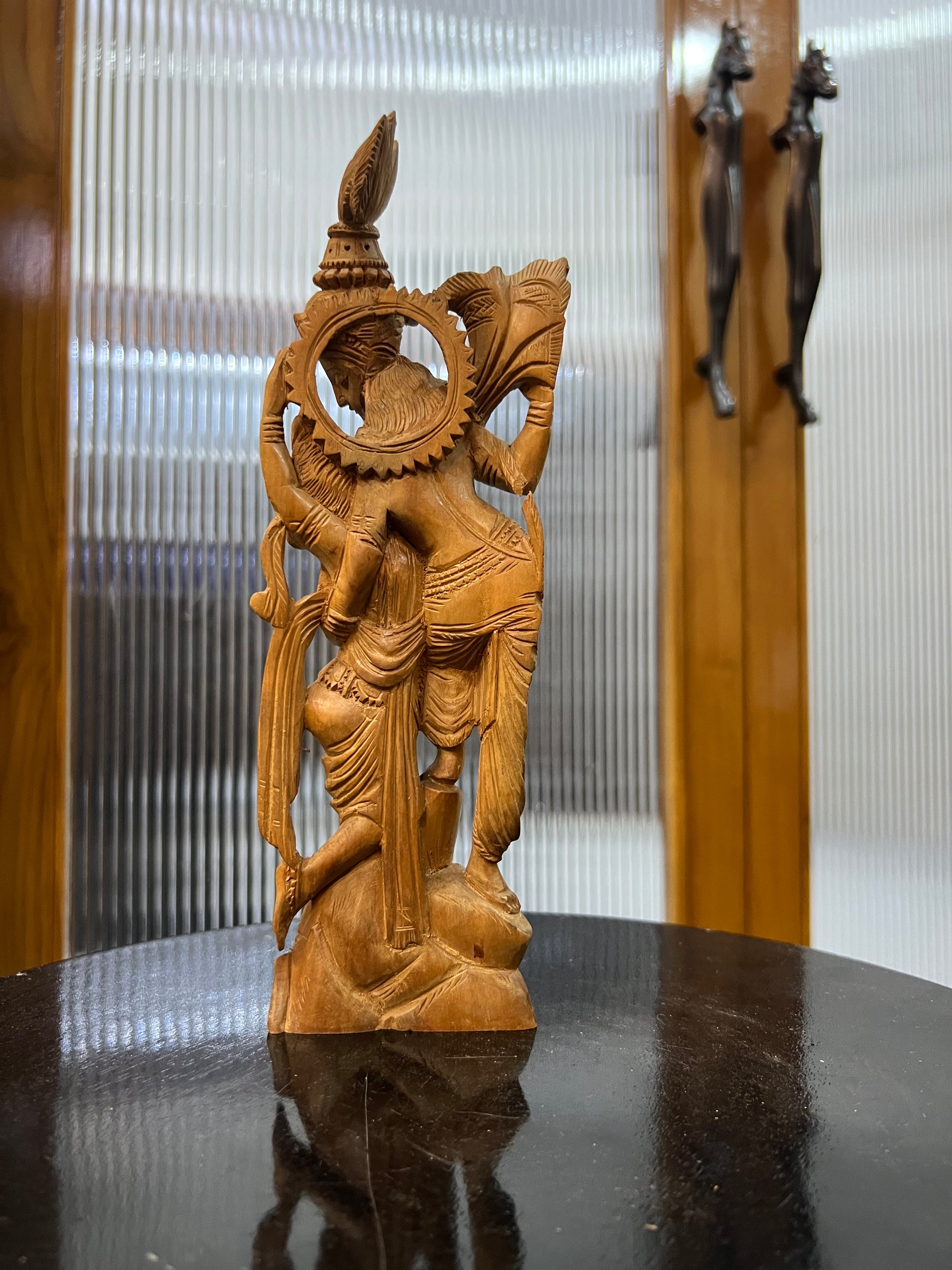 Sandalwood Radha Krishna Love Statue (10 Inches)