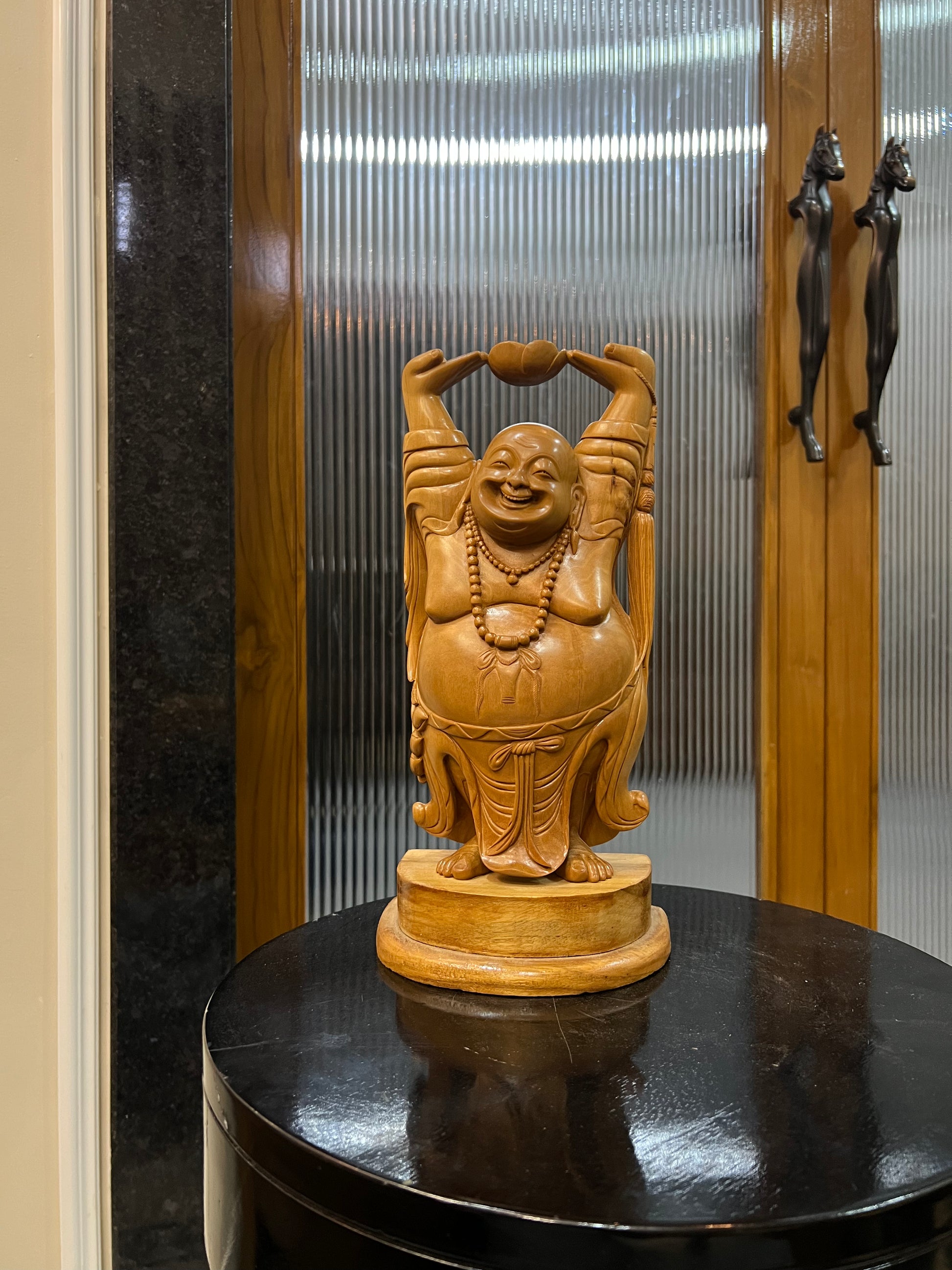 Sandalwood Laughing Buddha Carving