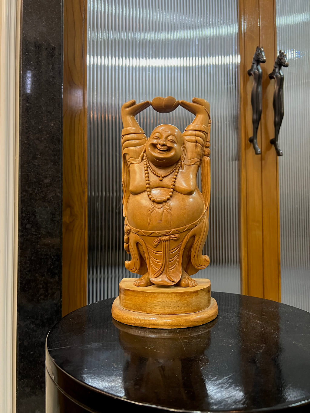Sandalwood Laughing Buddha Carving