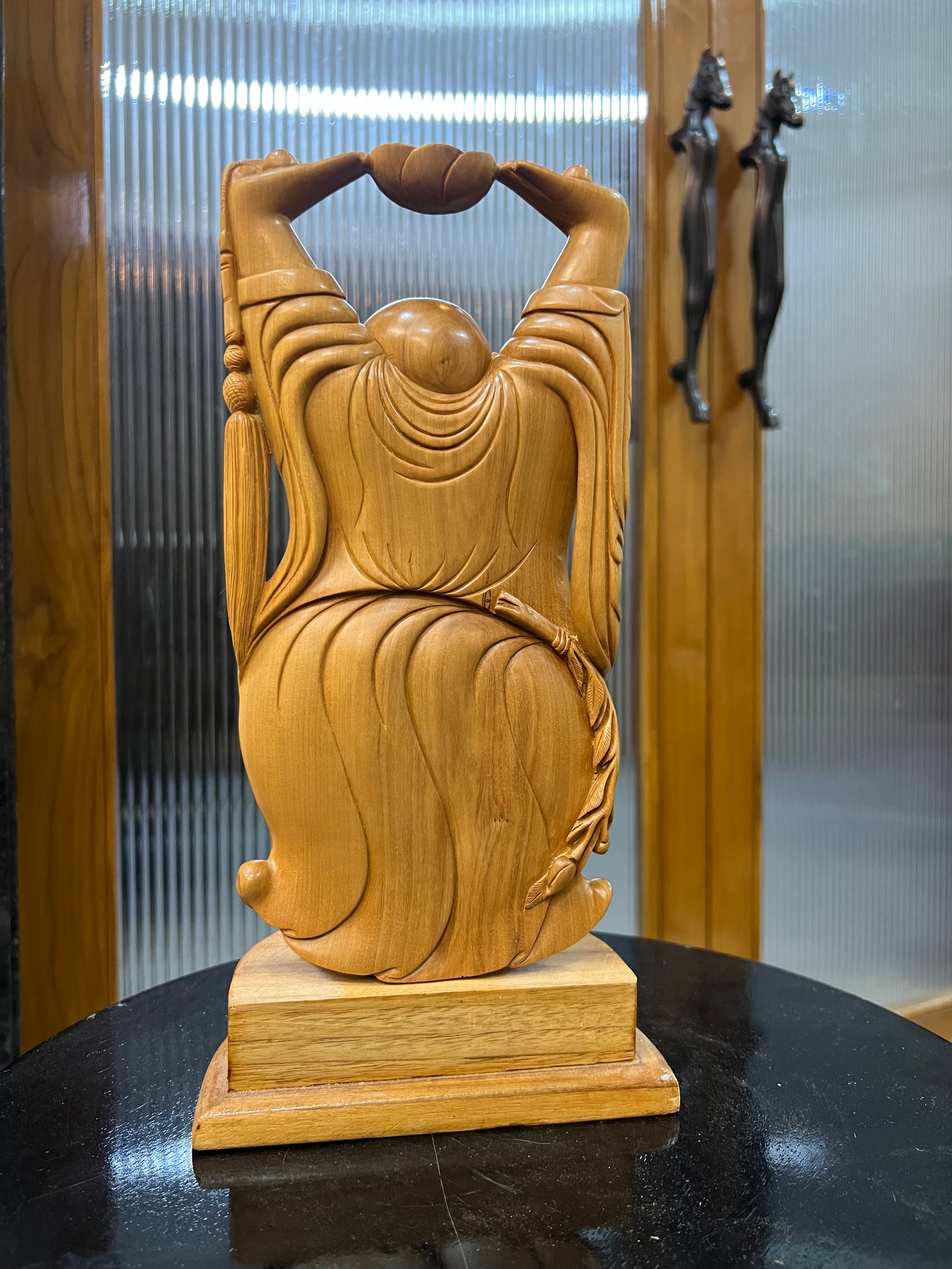 Sandalwood Laughing Buddha Carving