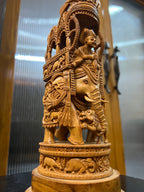 Sandalwood Fine Carved Royal Elephant Ambabari Statue (12" inches)