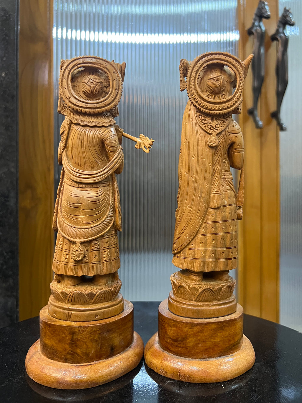 Rare Sandalwood Radha Krishna Pair (8 inches)