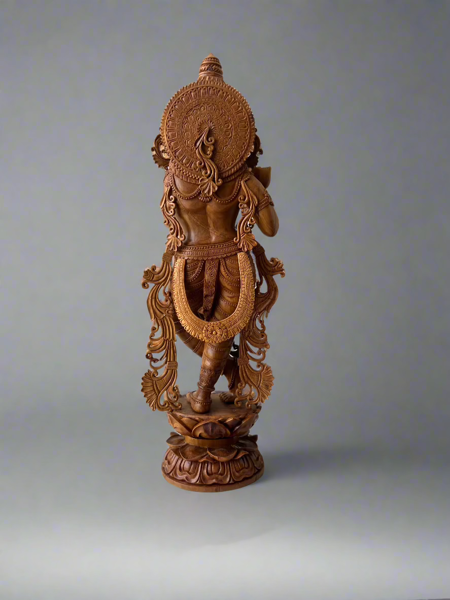 Sandalwood Fine Carved Krishna Statue
