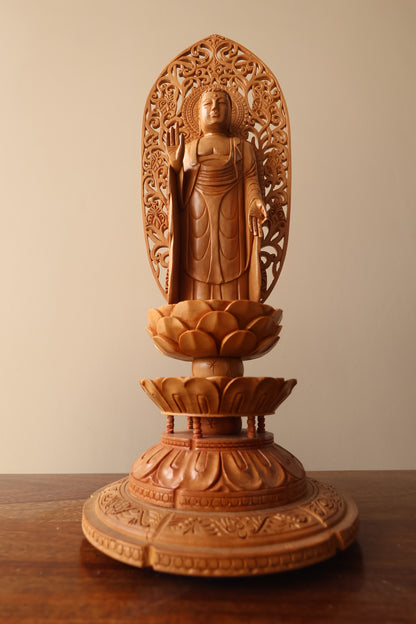 Sandalwood Standing Blessing Buddha Statue
