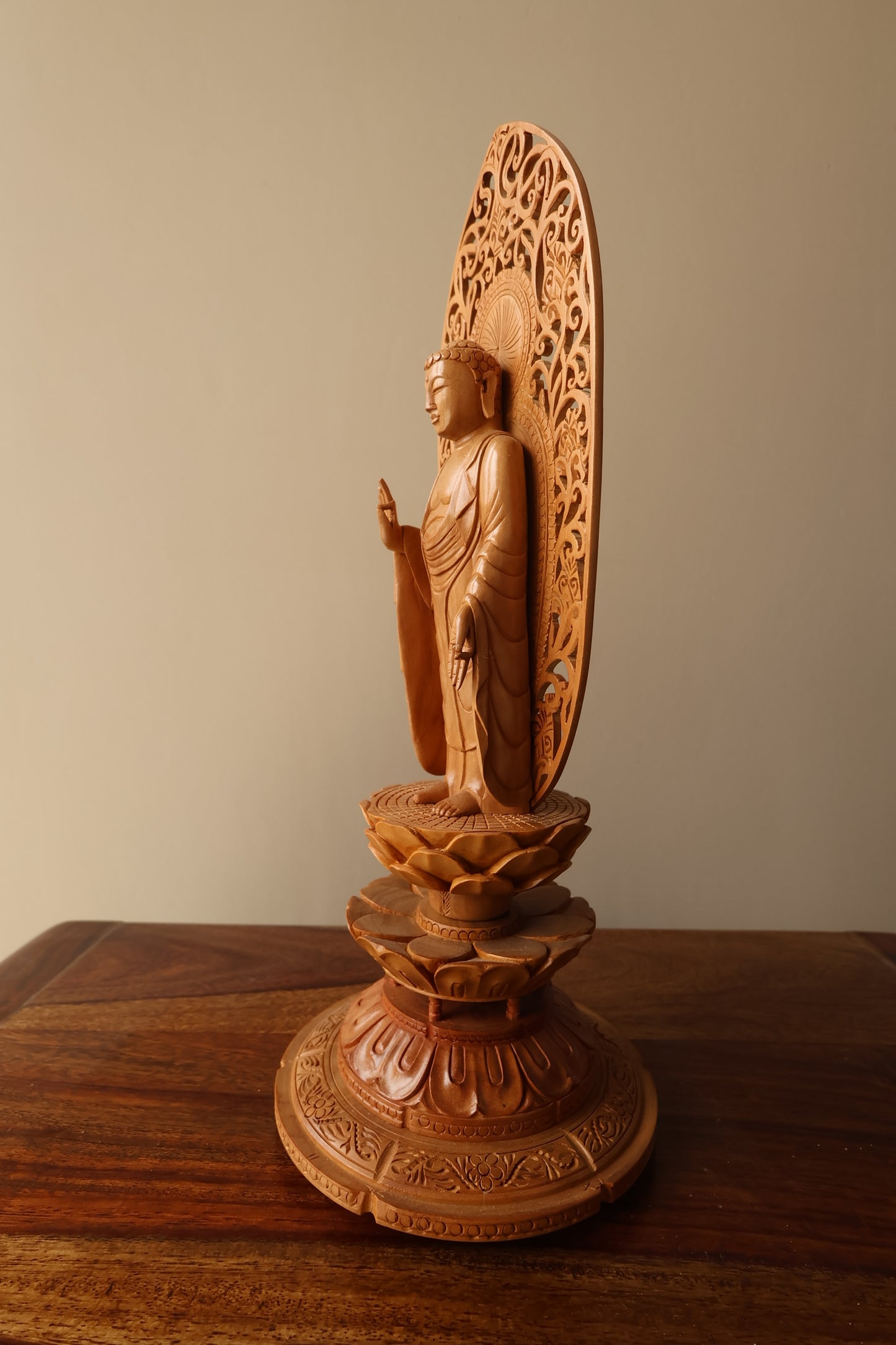 Sandalwood Standing Blessing Buddha Statue