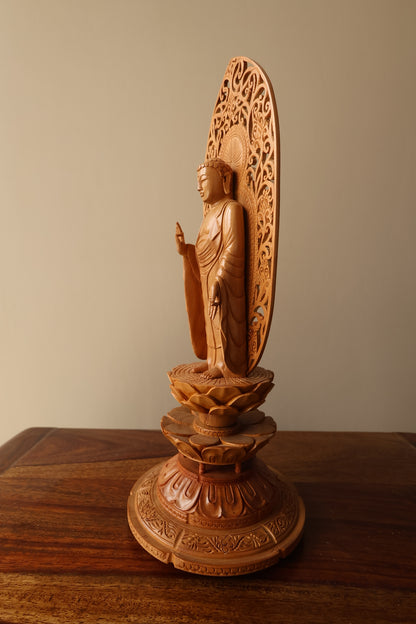 Sandalwood Standing Blessing Buddha Statue