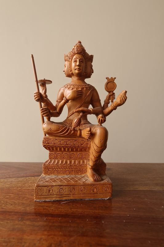Vintage Sandalwood Bramha Statue