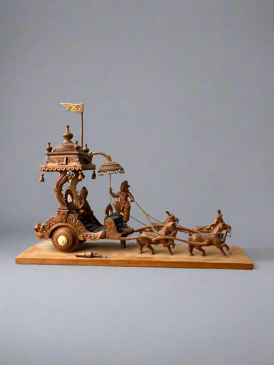 Sandalwood Fine Carved Arjun Rath Chariot