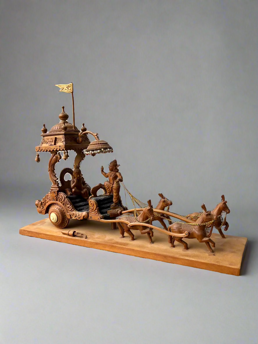 Sandalwood Fine Carved Arjun Rath Chariot