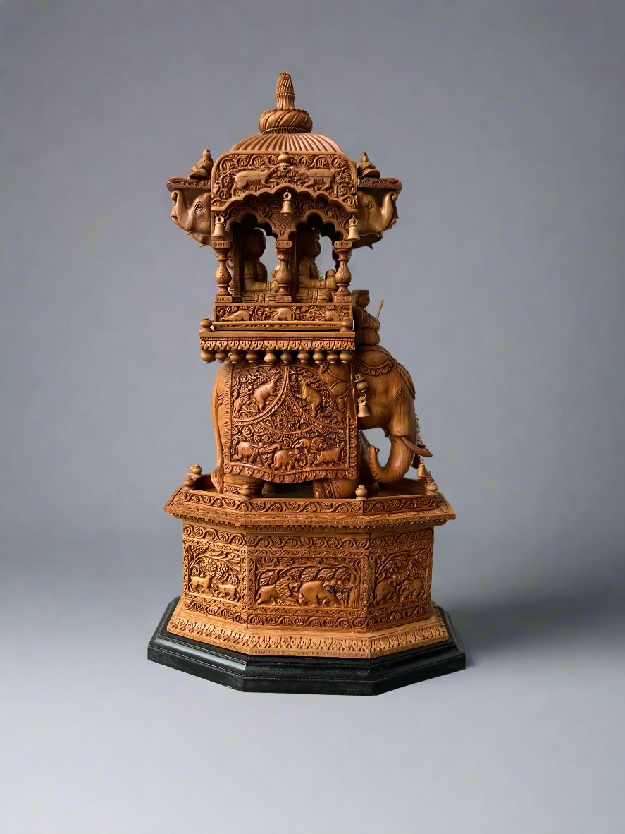 Sandalwood Fine Carved Royal Elephant Ambabari