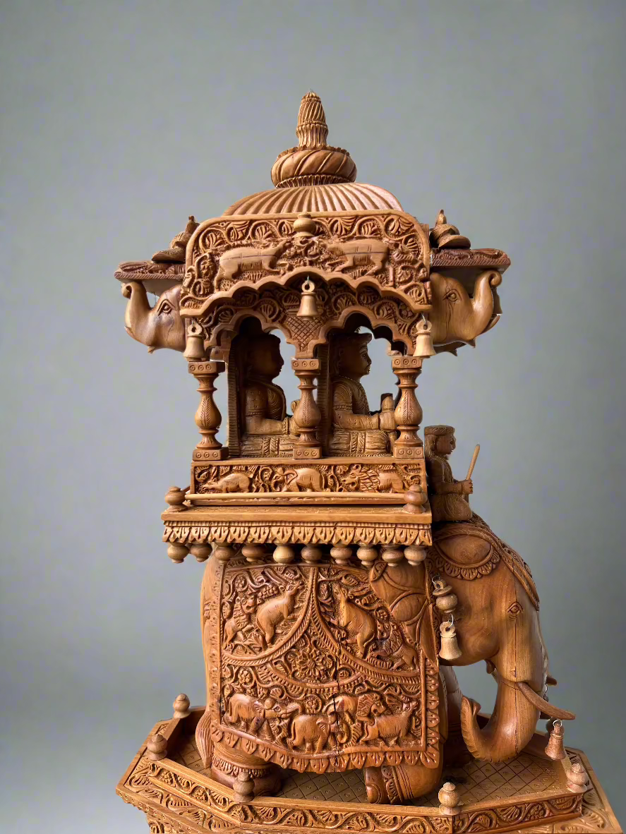 Sandalwood Fine Carved Royal Elephant Ambabari