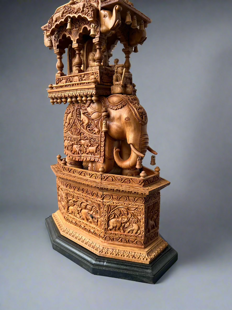 Sandalwood Fine Carved Royal Elephant Ambabari