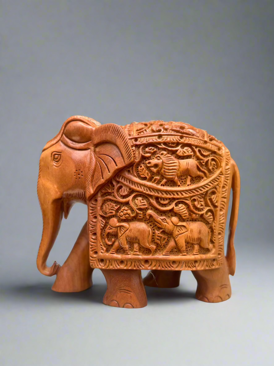 Sandalwood Carved Elephant Statue