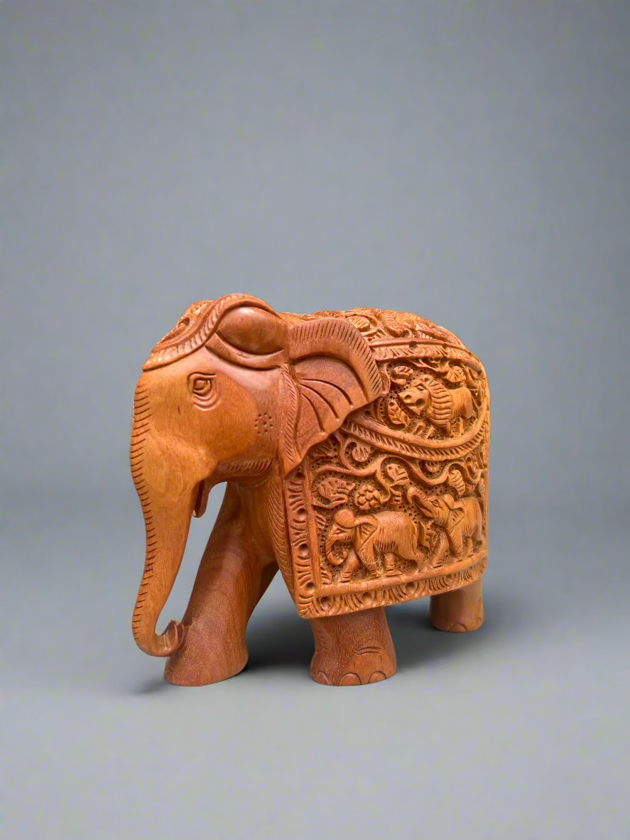 Sandalwood Carved Elephant Statue
