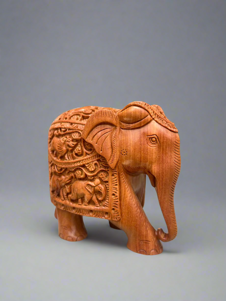 Sandalwood Carved Elephant Statue