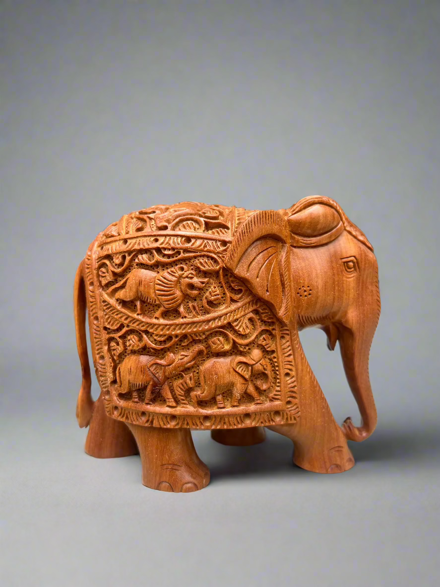 Sandalwood Carved Elephant Statue