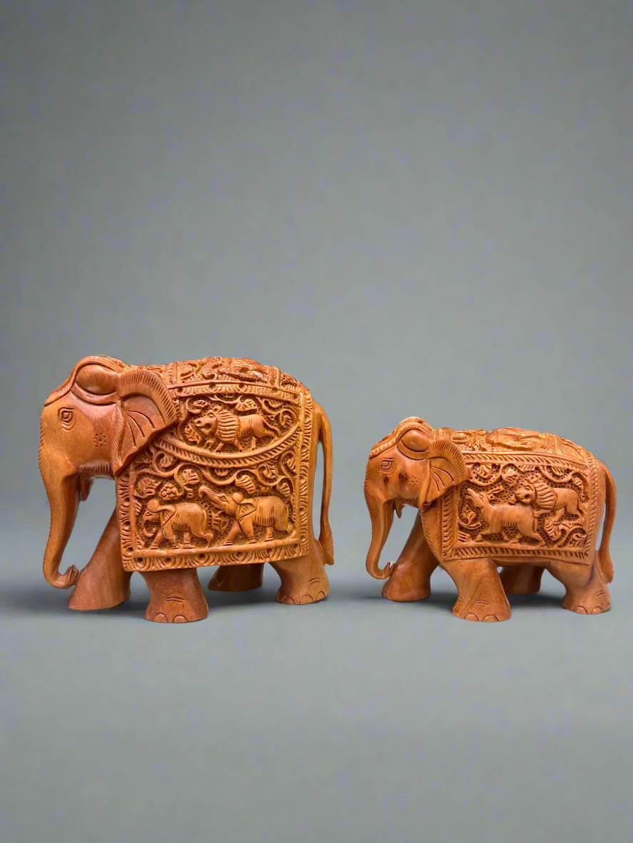 Sandalwood Carved Elephant Statue