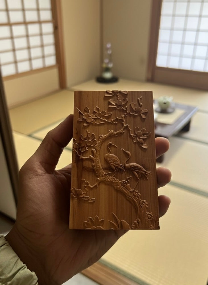 Sandalwood Crane Love Box 5"