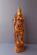 Unique Sandalwood Carved Hindu Goddess Laxmi Idol