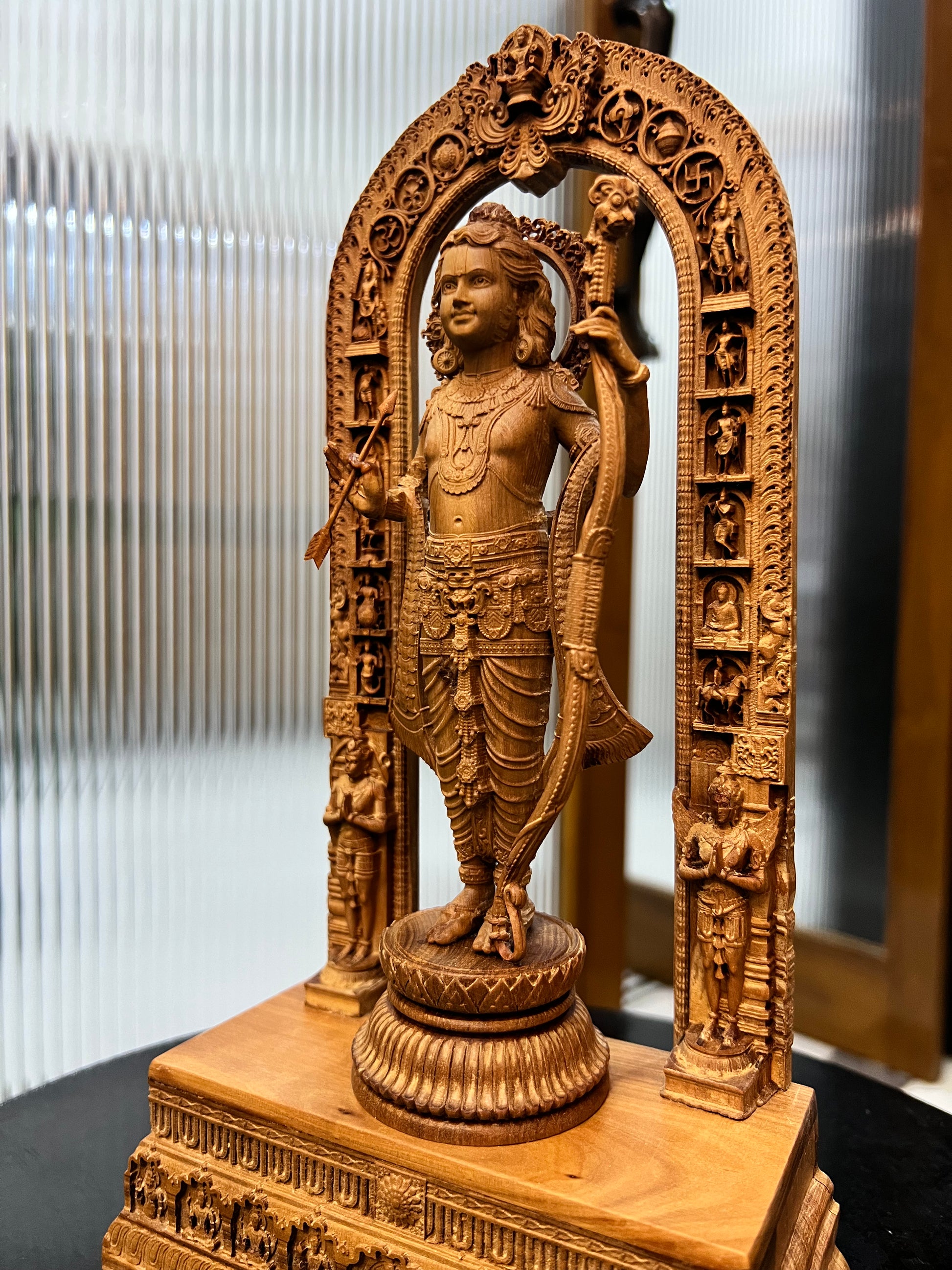 Sandalwood Ram Lalla Statue With Base 11 inch