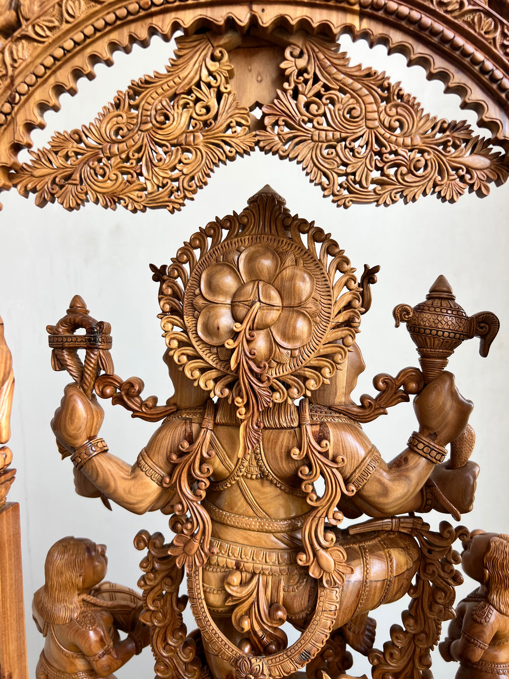 Sandalwood Dancing Ganesha Statue with Arch 35" inch