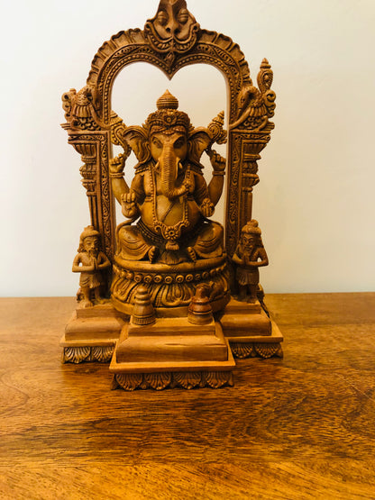 Sandalwood Special Carved GANESH DARBAR Statue
