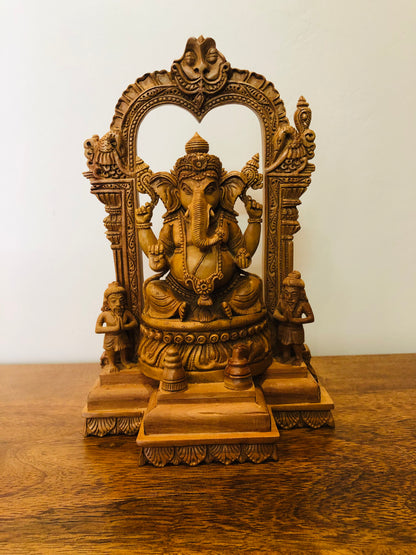Sandalwood Special Carved GANESH DARBAR Statue