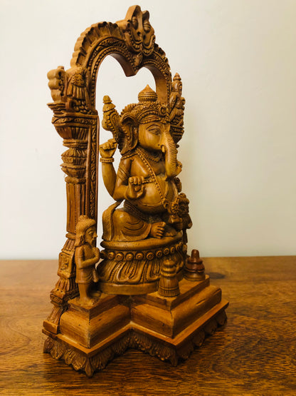 Sandalwood Special Carved GANESH DARBAR Statue