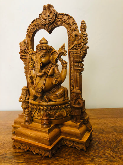 Sandalwood Special Carved GANESH DARBAR Statue