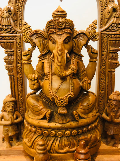 Sandalwood Special Carved GANESH DARBAR Statue