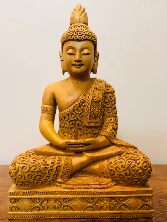 Wooden Beautifully Hand Carved Buddha Meditation
