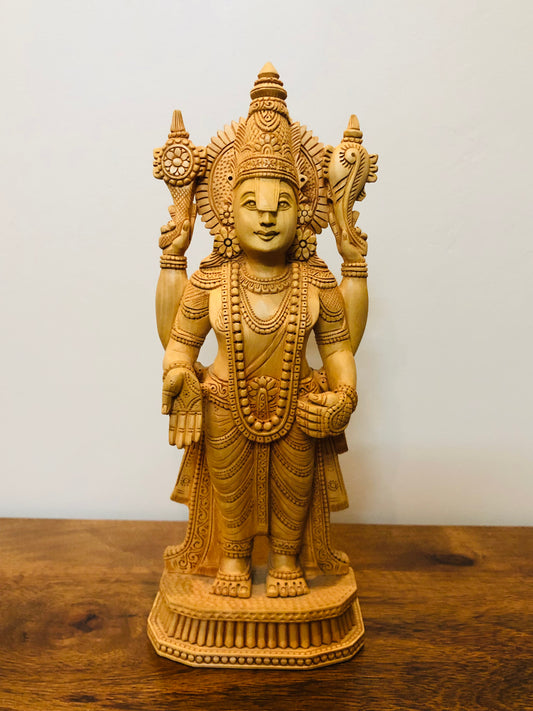 Wooden Hand Carved Tirupati Balaji Statue