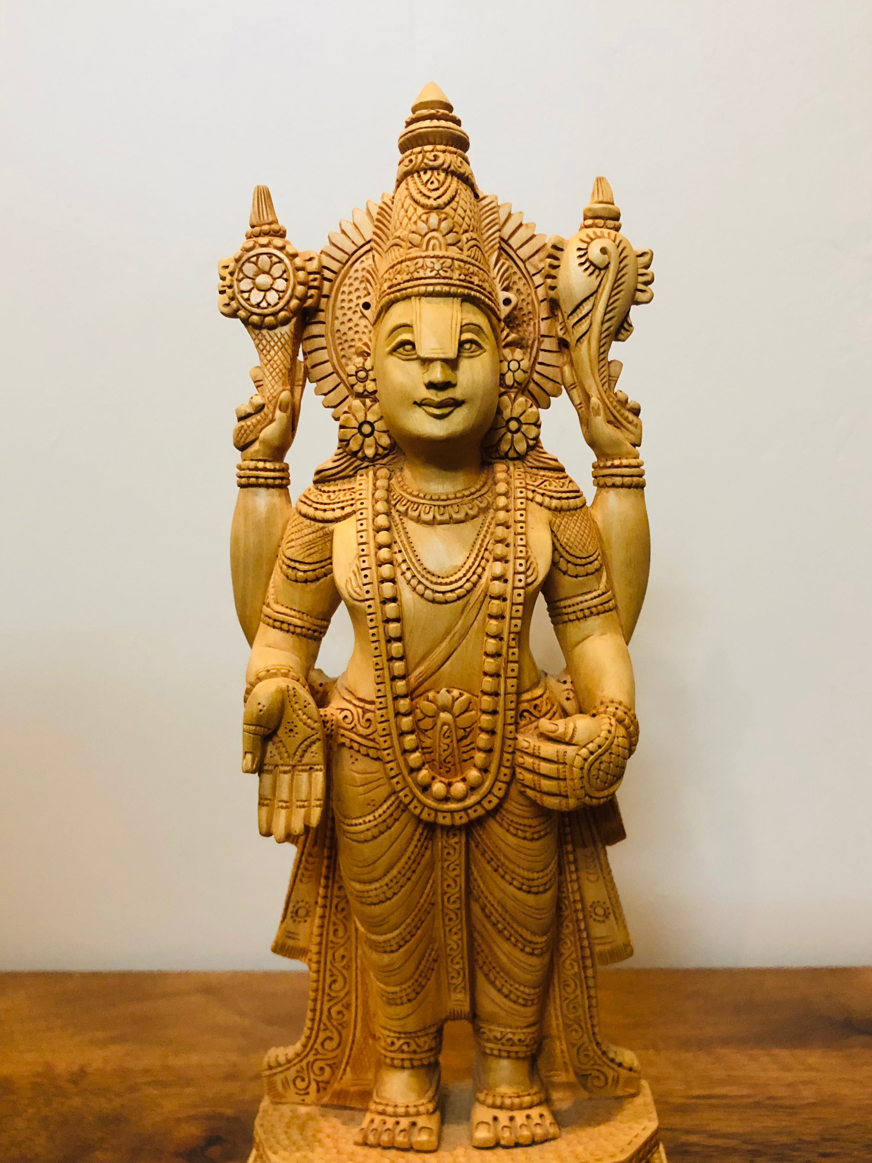 Wooden Hand Carved Tirupati Balaji Statue